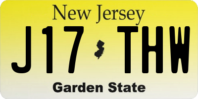 NJ license plate J17THW