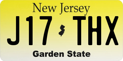 NJ license plate J17THX