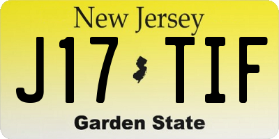 NJ license plate J17TIF