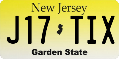 NJ license plate J17TIX