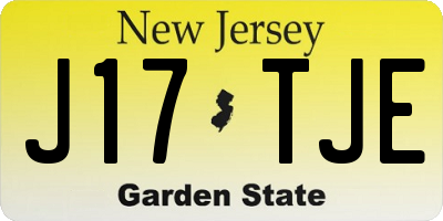 NJ license plate J17TJE
