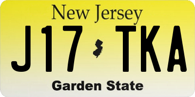 NJ license plate J17TKA