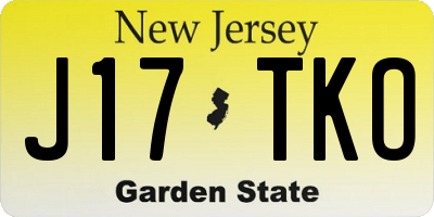 NJ license plate J17TKO