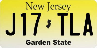 NJ license plate J17TLA