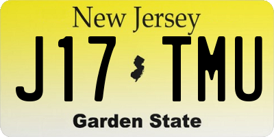 NJ license plate J17TMU