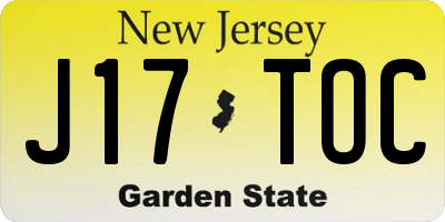 NJ license plate J17TOC