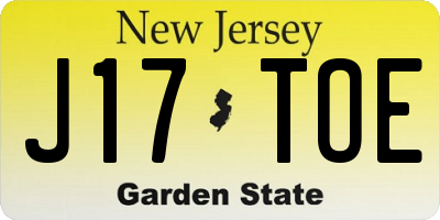 NJ license plate J17TOE