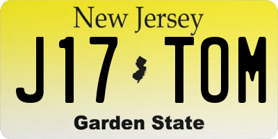 NJ license plate J17TOM