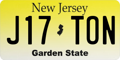 NJ license plate J17TON