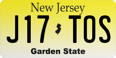 NJ license plate J17TOS