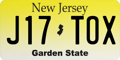 NJ license plate J17TOX