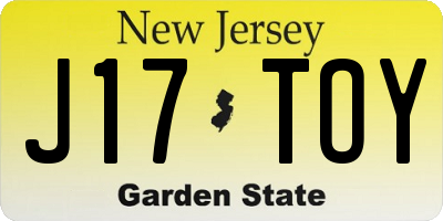 NJ license plate J17TOY