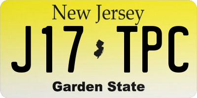 NJ license plate J17TPC