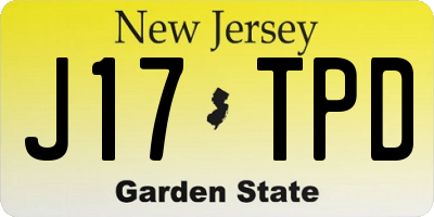 NJ license plate J17TPD