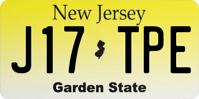 NJ license plate J17TPE