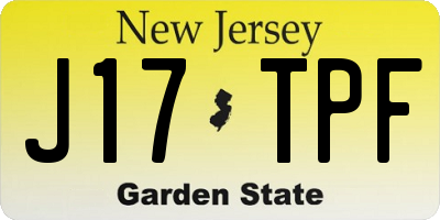 NJ license plate J17TPF