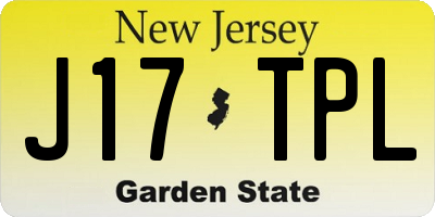 NJ license plate J17TPL