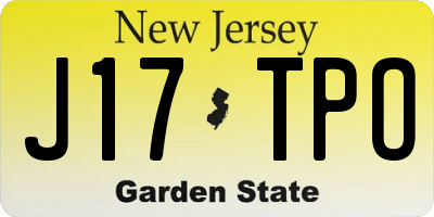 NJ license plate J17TPO