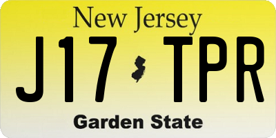 NJ license plate J17TPR