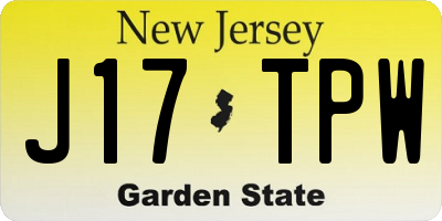 NJ license plate J17TPW