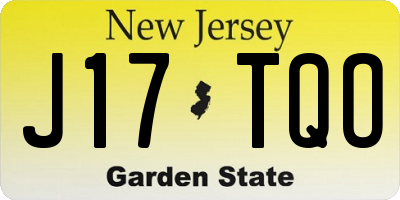 NJ license plate J17TQO