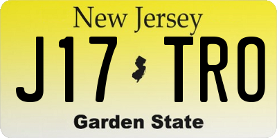 NJ license plate J17TRO