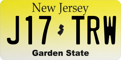 NJ license plate J17TRW