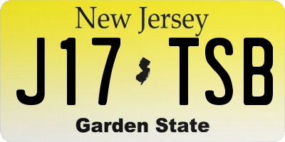 NJ license plate J17TSB