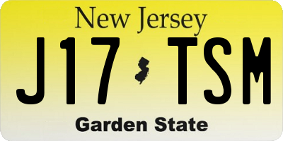 NJ license plate J17TSM