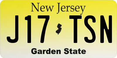 NJ license plate J17TSN
