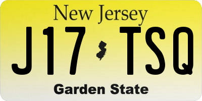 NJ license plate J17TSQ