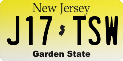 NJ license plate J17TSW