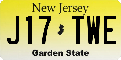 NJ license plate J17TWE