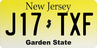 NJ license plate J17TXF