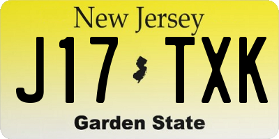 NJ license plate J17TXK