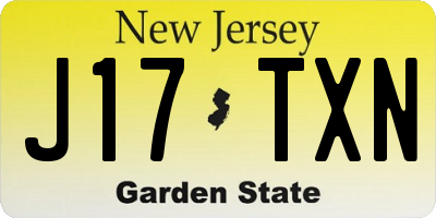 NJ license plate J17TXN