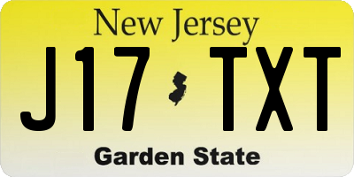 NJ license plate J17TXT