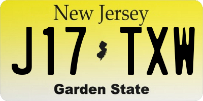 NJ license plate J17TXW
