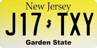 NJ license plate J17TXY