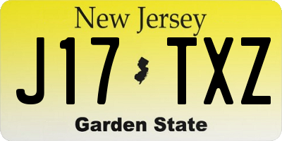 NJ license plate J17TXZ