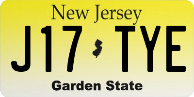 NJ license plate J17TYE