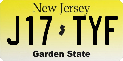 NJ license plate J17TYF