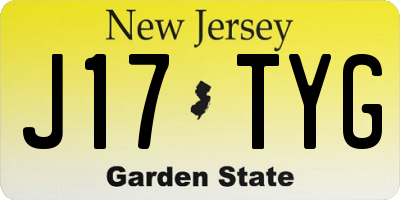 NJ license plate J17TYG