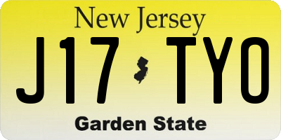 NJ license plate J17TYO