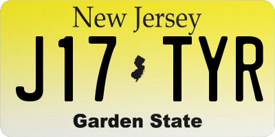 NJ license plate J17TYR