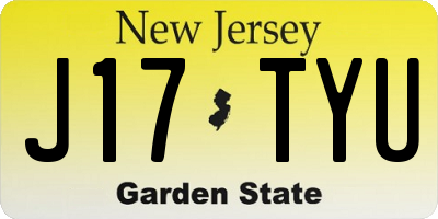 NJ license plate J17TYU