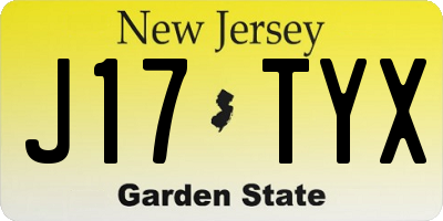 NJ license plate J17TYX