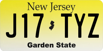 NJ license plate J17TYZ