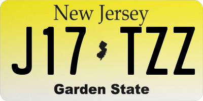 NJ license plate J17TZZ