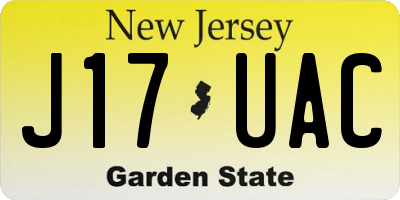 NJ license plate J17UAC